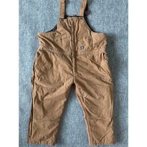 Polar King Bib Overalls Mens 4XL Short Brown Insulated Canvas Workwear Zip Leg